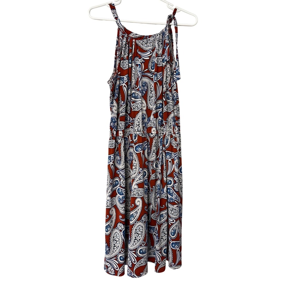 Banana Republic Womens Paisley Dress Size L Red Blue White